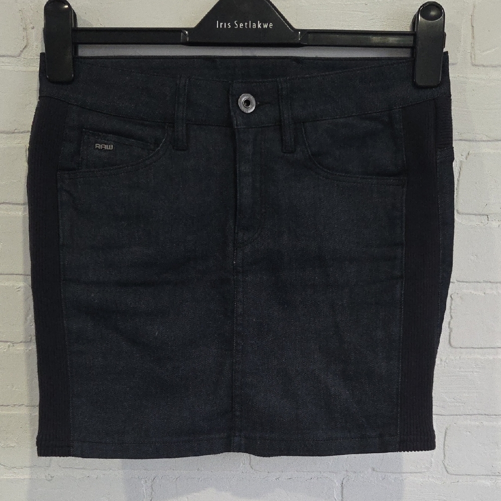 G-Star Dark Denim Skirt With Ribbibg